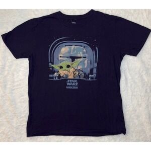 Funko Pop Tees The Mandalorian Shirt Size Large Black Child Baby Yoda Star Wars